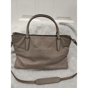 Coach Taupe Leather Satchel Handbag Crossbody Bag Gunmetal Hardware
